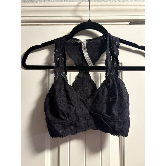 Free People Other - Intimately Free People Black Lace Bralette XS Racerback Galloon Lace